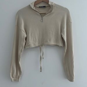 Nasty Gal drawstring crop top long sleeve size M